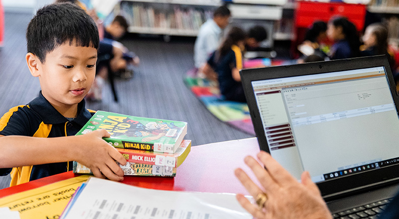 Student Support in the Holy Family Catholic Primary East Granville school library