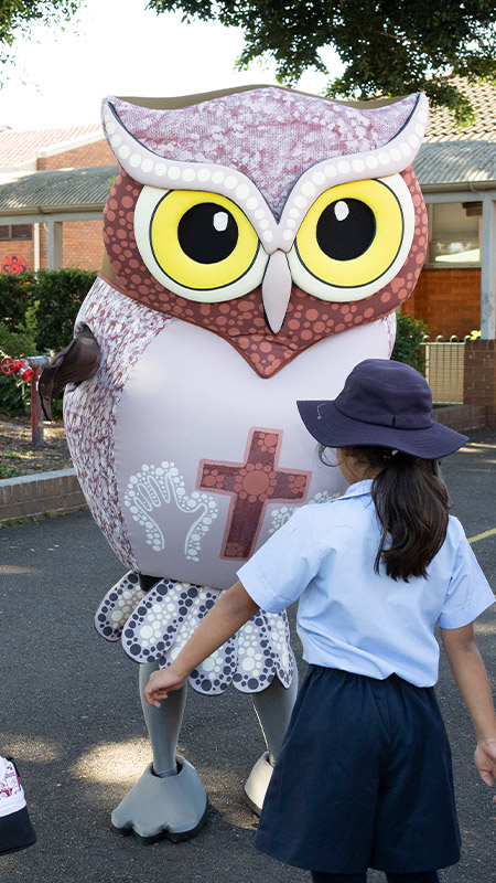 Bubuk, the school mascot for Holy Family Primary East Granville.