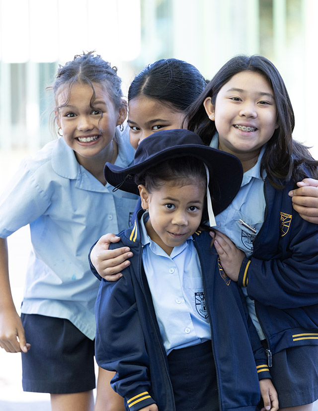 Very Happy Holy Family Primary Emerton students, K to 6 buddy program