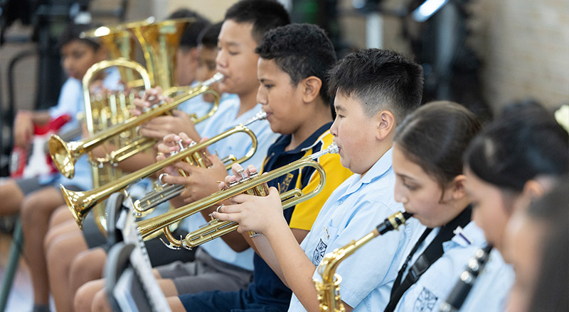 Band students from Holy Family Primary East Granville