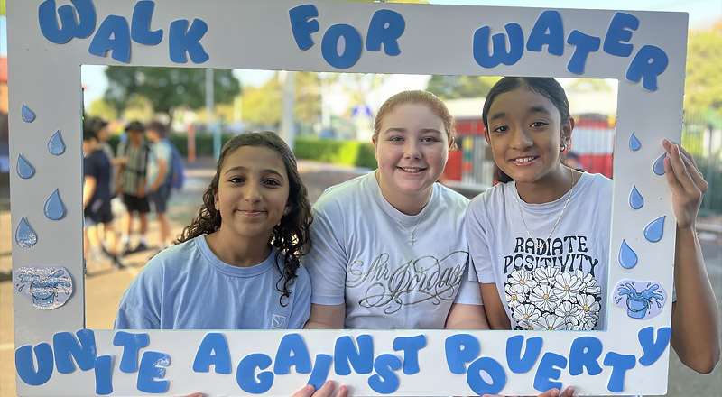 Holy Family Primary East Granville students participating in the Caritas Long Walk for Water