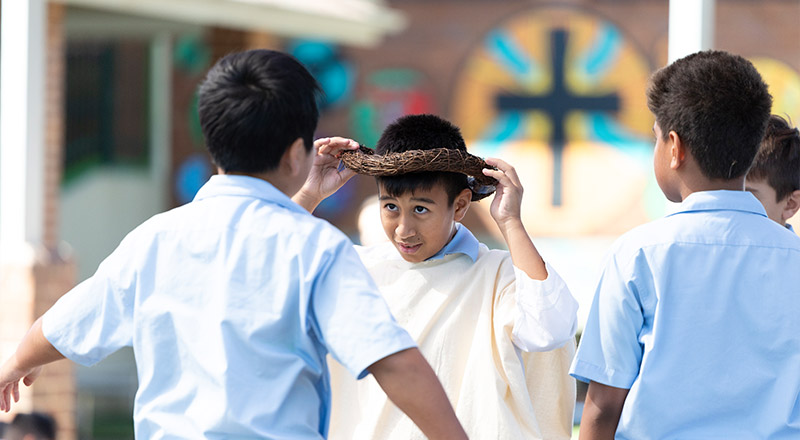 Holy Family Primary, East Granville students performing Easter Ceremony