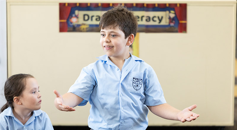 Holy Family Primary East Granville Student in drama class