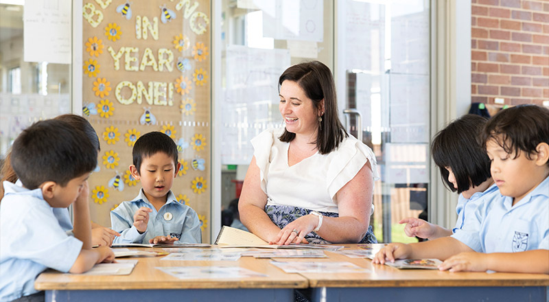 Holy Family Primary East Granville Year One Teacher and students