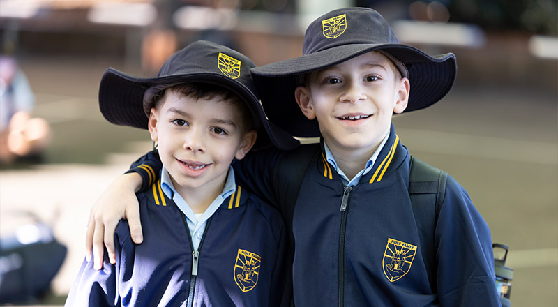 Two happy students at Holy Family Primary East Granville