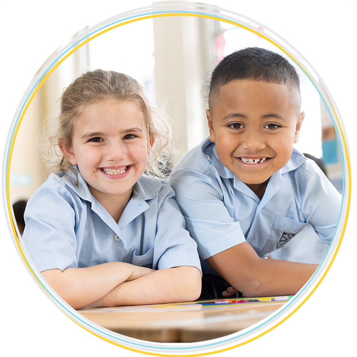 Two very happy junior students from Holy Family Primary East Granville students