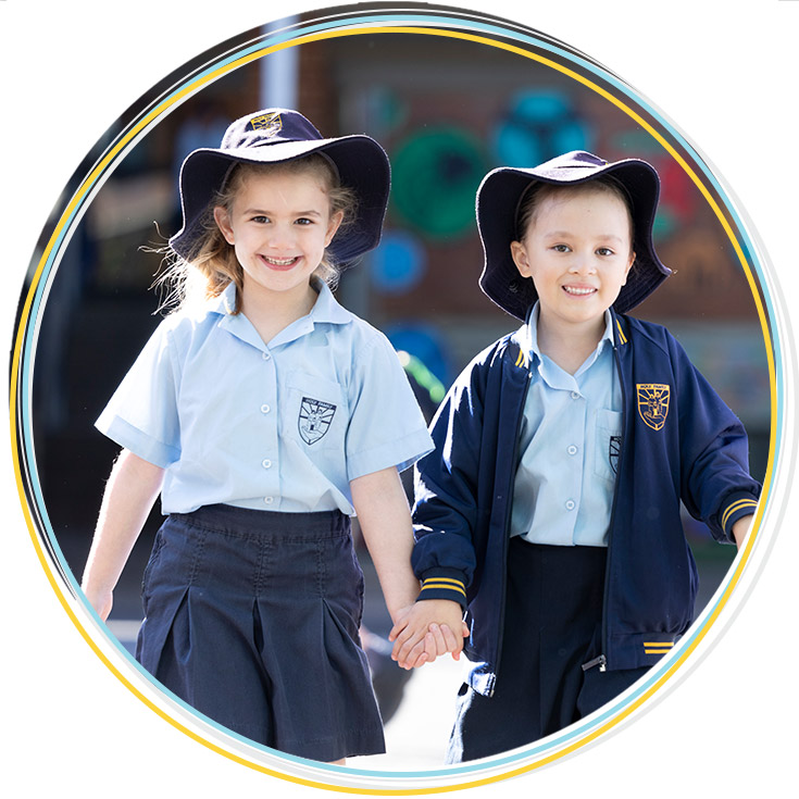 Holy Family Primary, East Granville students holding hands
